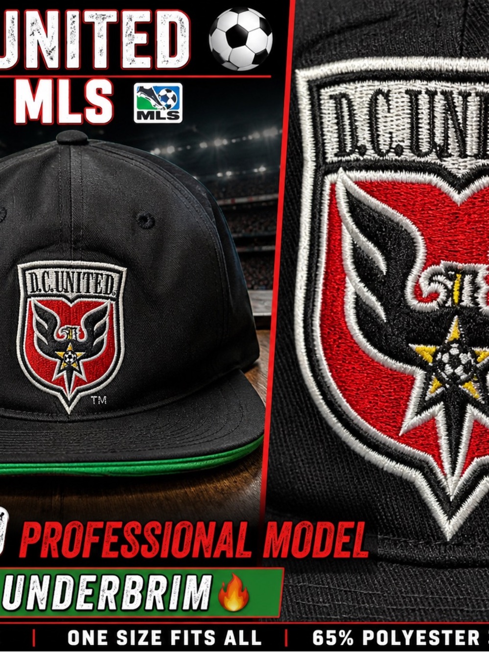 New Era D.C. United Black Snapback Hat with Green Underbrim
